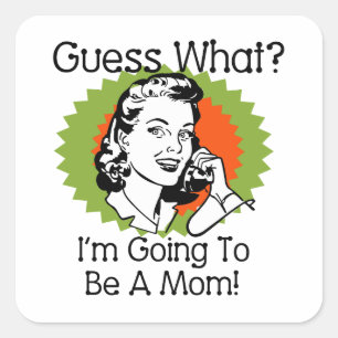 Sticker Carré Devenir maman Vert Bleu