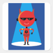 Sticker Carré Devil Superhero caractère gras rouge et bleu (Devant)