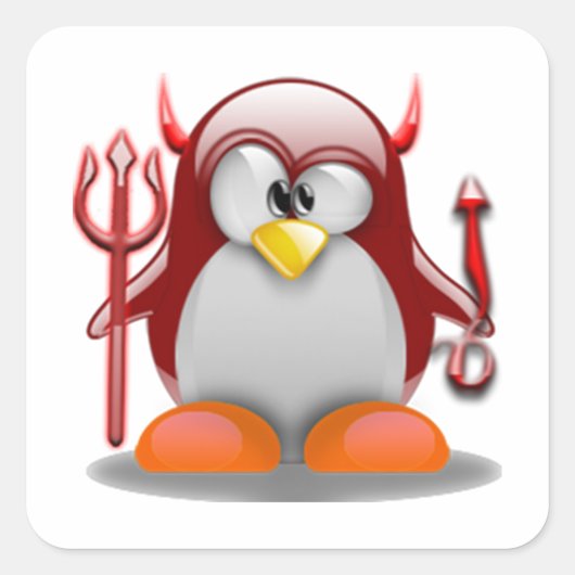 Sticker Carré Devil Tux (Linux Tux) (Devant)