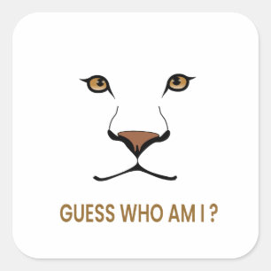 Sticker Carré Devinez l'animal : Lionne Reine minimale