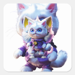Sticker Carré Dévoiler l'énigmatique monstre blanc CGI :