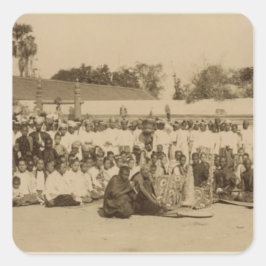 Sticker Carré Dévotions à la Pagode Arakan, Mandalay, (Devant)