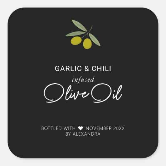Sticker Carré d'huile d'olive contaminée maison (Devant)