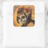 Sticker Carré Dia De Los Muertos Throw Pillow (Sac)