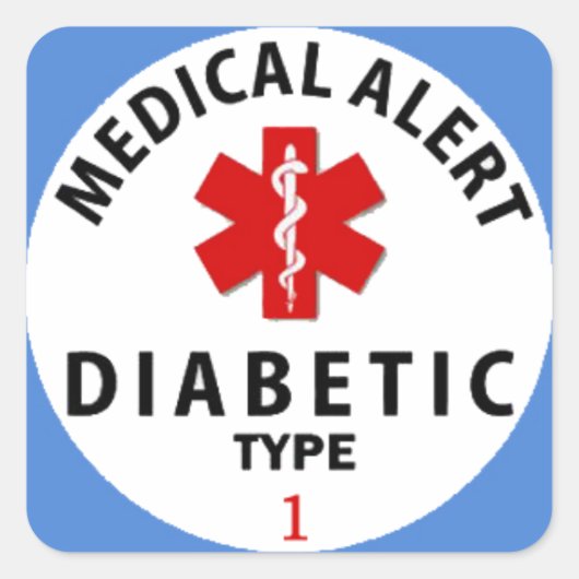 STICKER CARRÉ DIABÈTE TYPE 1 (Devant)