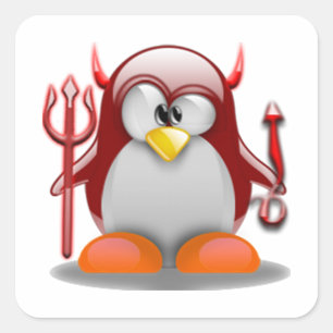 Sticker Carré Diable Tux (Linux Tux)