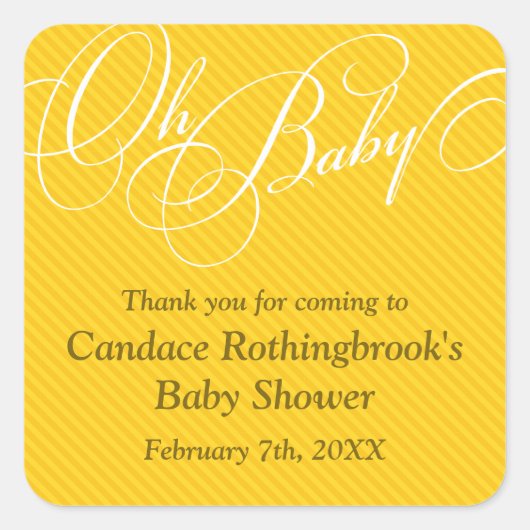 Sticker Carré Diagonales de script dans l'autocollant Baby showe (Devant)