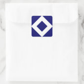 Sticker Carré Diamant Bleu Profond, Bordure Blanche Gras (Sac)