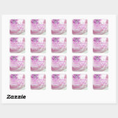 Sticker Carré Diamant en rose Mariage Adresse de retour Label (Feuille)