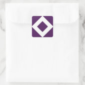 Sticker Carré Diamant Profond Violet, Bordure Blanche Gras (Sac)