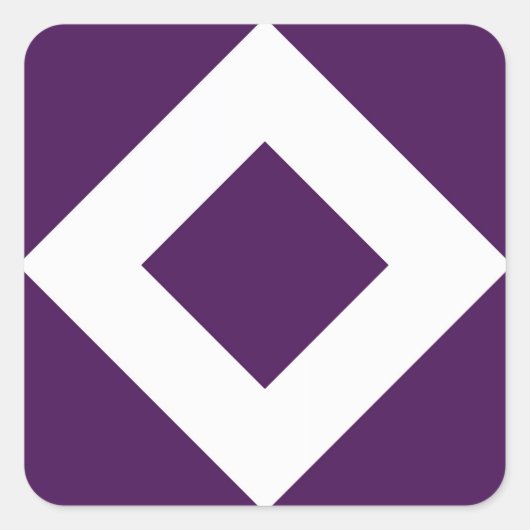 Sticker Carré Diamant Profond Violet, Bordure Blanche Gras (Devant)