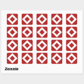 Sticker Carré Diamant rouge, Bordure blanche en gras (Feuille)