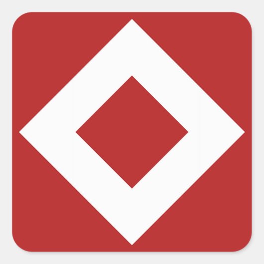 Sticker Carré Diamant rouge, Bordure blanche en gras (Devant)