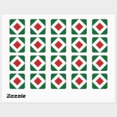 Sticker Carré Diamant rouge, Téméraire blanc sur Vert (Feuille)
