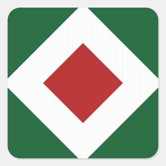 Sticker Carré Diamant rouge, Téméraire blanc sur Vert (Devant)