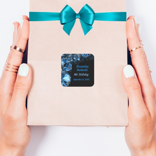 Sticker Carré Diamants Bleus Noir Parti Favoriser