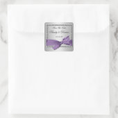 Sticker Carré Diamants De Ruban D'Argent Violet Enregistrer Le B (Sac)