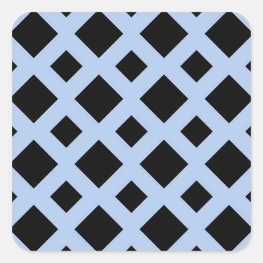 Sticker Carré Diamants noirs sur Bleu clair (Devant)