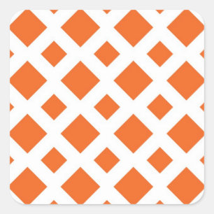 Sticker Carré Diamants orange sur blanc