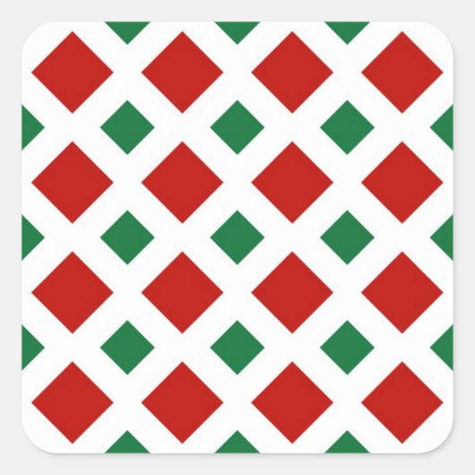 Sticker Carré Diamants rouges et verts sur blanc (Devant)