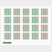 Sticker Carré Diamants verts et rouges sur blanc (Feuille)