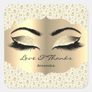 Sticker Carré Diamond Gold Lashes White Cleaner Love & Thanks