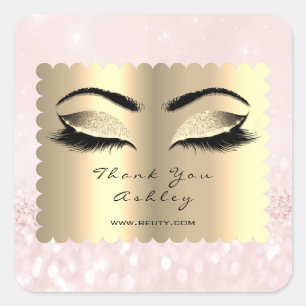 Sticker Carré Diamond rose Parties scintillant or Lash Eyes Merc