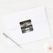 STICKER CARRÉ DIAMOND STARS NOIR BLANC RIBBON MONOGRAM (Enveloppe)