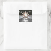 STICKER CARRÉ DIAMOND STARS NOIR BLANC RIBBON MONOGRAM (Sac)