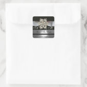 STICKER CARRÉ DIAMOND STARS NOIR BLANC RIBBON MONOGRAM (Sac)