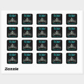 Sticker Carré Diamond Tiara Quinceañera (black/aqua) (Feuille)