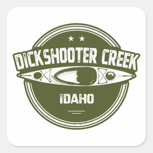 Sticker Carré Dickshooter Creek Idaho Kayaking (Devant)