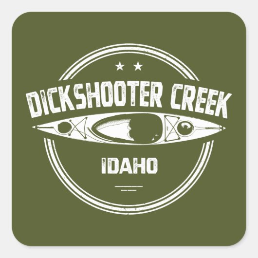Sticker Carré Dickshooter Creek Idaho Kayaking (Devant)