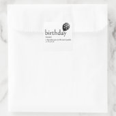 Sticker Carré Dictionnaire Définition de l'anniversaire (Sac)