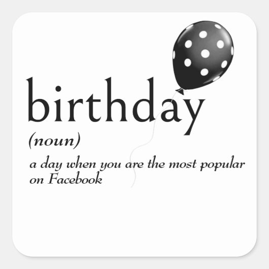 Sticker Carré Dictionnaire Définition de l'anniversaire (Devant)