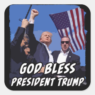 Sticker Carré Dieu bénisse le président Trump USA Patriot Donald