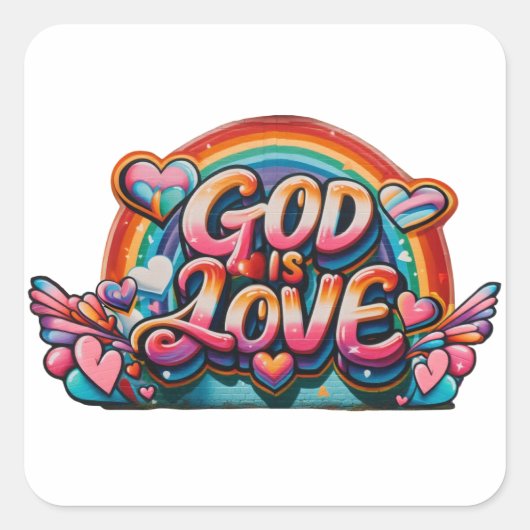 Sticker Carré Dieu est amour (Devant)