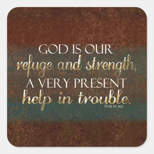 Sticker Carré Dieu est notre Refuge Bible Chrétienne Verse Brown (Devant)