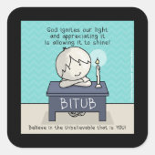 Sticker Carré Dieu fait éclater notre lumière (Devant)