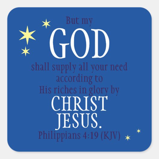 Sticker Carré DIEU Fournira Écriture Vacances Sapphire (Devant)