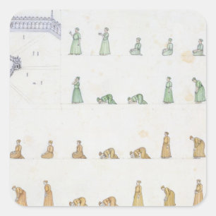 Sticker Carré Différentes positions du corps pendant la prière