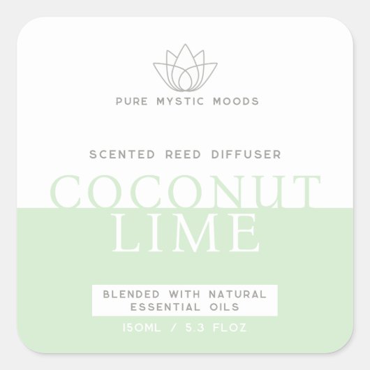 Sticker Carré Diffuseur de roseaux verts (Devant)