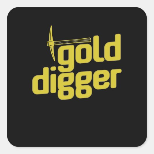 Sticker Carré Digger d'or Spitzhacke Pickel Werkzeug (Devant)