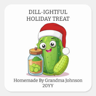 Sticker Carré Dill‑ightful Holiday Pickling Jar