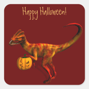 Sticker Carré Dilophosaurus d'Halloween