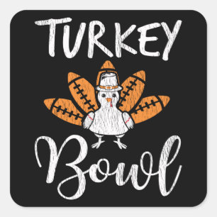 Sticker Carré Dinde Bowl Drôle de football de Thanksgiving Dinde