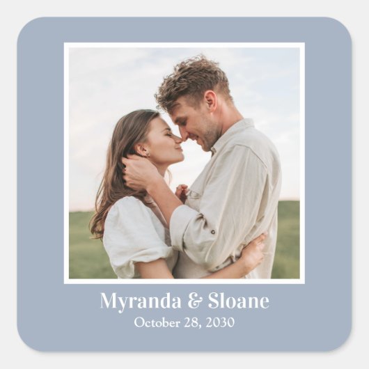 Sticker Carré Dîner de répétition photo Dusty Blue (Devant)