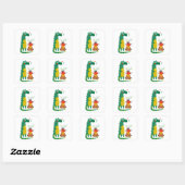 Sticker Carré Dino & capy (Feuille)