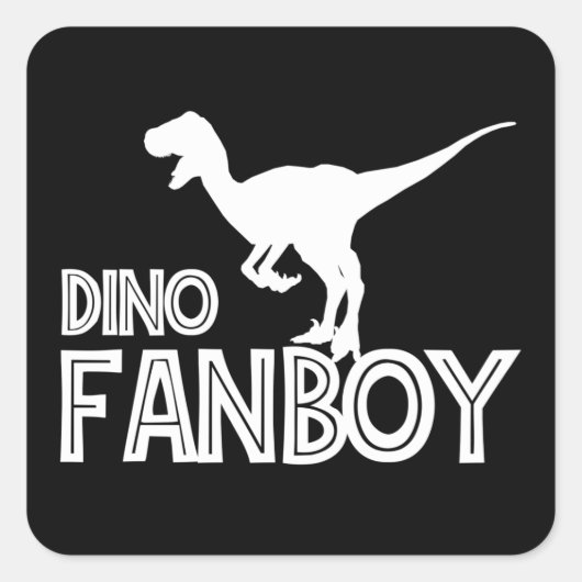 Sticker Carré Dino Fanboy - Dinosaur Lover (Devant)