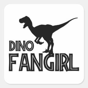 Sticker Carré Dino Fangirl - Dinosaur Lover